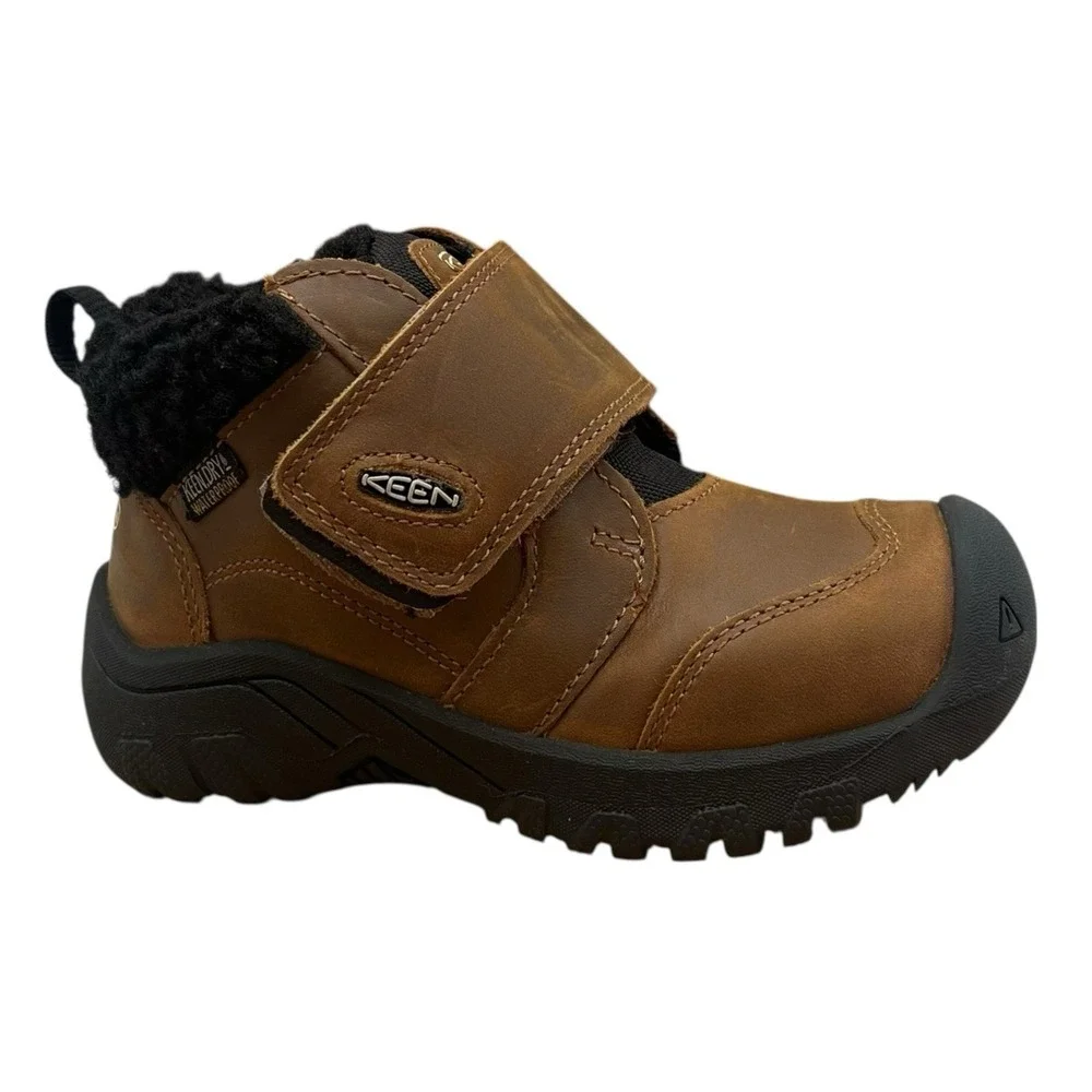 KEEN Toddler Boys Girls Waterproof Leather Boots Size 9 Brown Slip-on Mid Top
